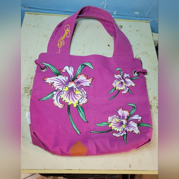 Ed Hardy tote / handbag with great color and graphics. - Picture 1 of 5